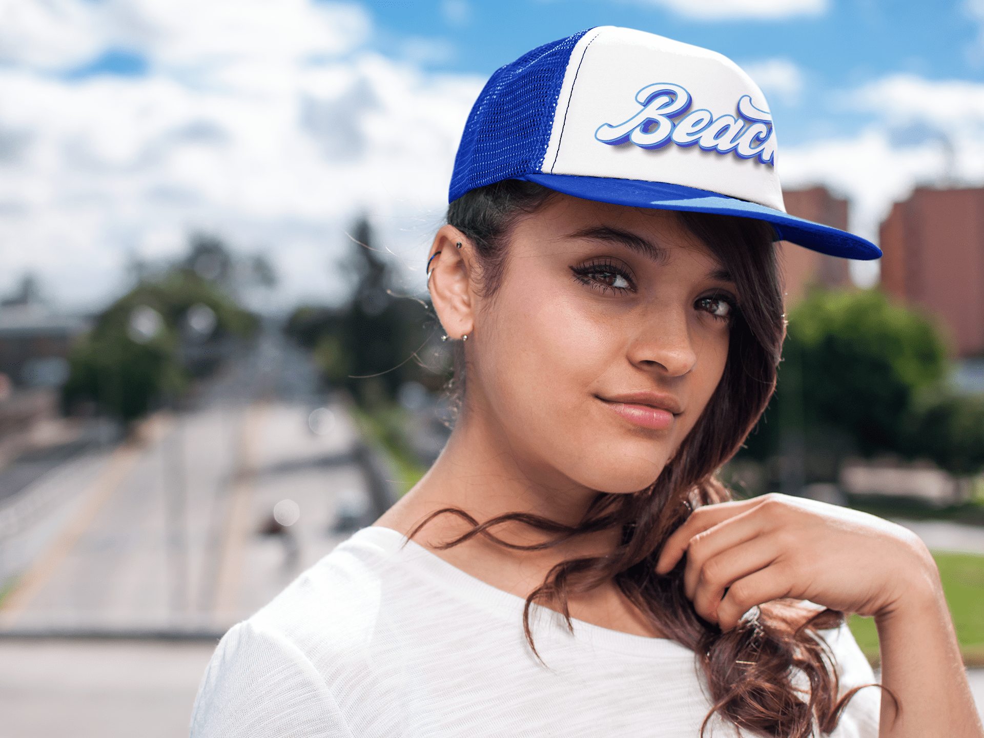 Girl Wearing Trucker Hat